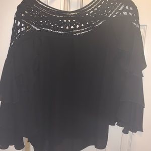 Black Silk Boat-net Top/Size Small/ Excellent Cons